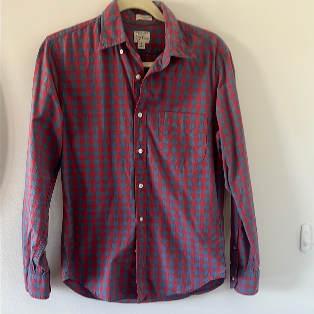 Men’s J. Crew red and blue checkered cotton button-down Shirt